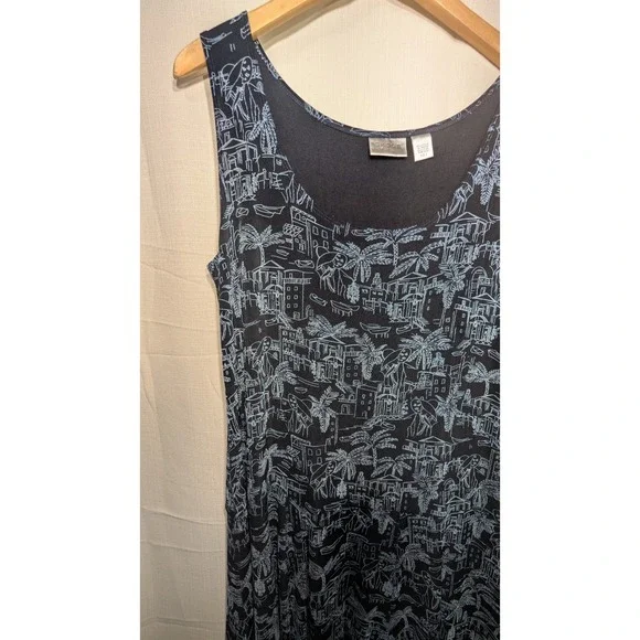 Chico's Travelers Acetate Lady on Vacation Novelty Print Knee Length Dress 3/XL‎ - Picture 3 of 5